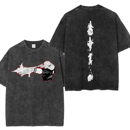 Sukuna Fire Arrow Washed Tee - Jujutsu Kaisen Anime Streetwear Shirt
