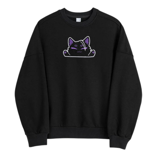 Geto Suguru Black Cat Embroidery Sweatshirt - Jujutsu Kaisen Geto Merch